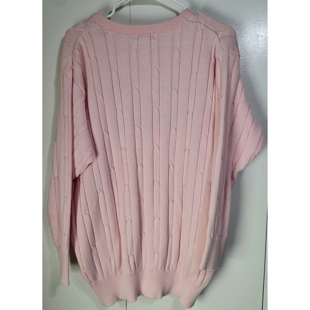 VTG La Mode Women's XL Golf Embroidered Cable Knit Pink Sweater Whimsy Grandma - Picture 2 of 8